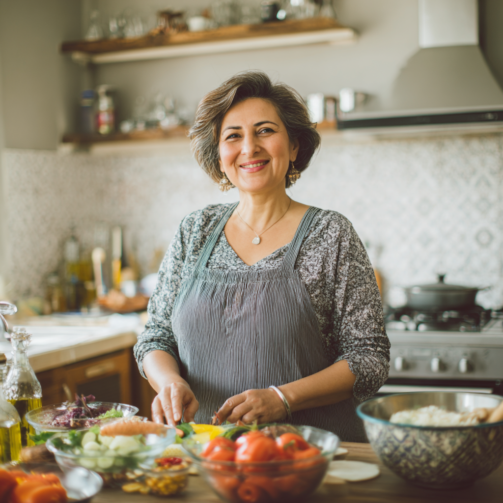 Energetic group of Uzbek adults of various ages walking together in a park, showing vitality and health
